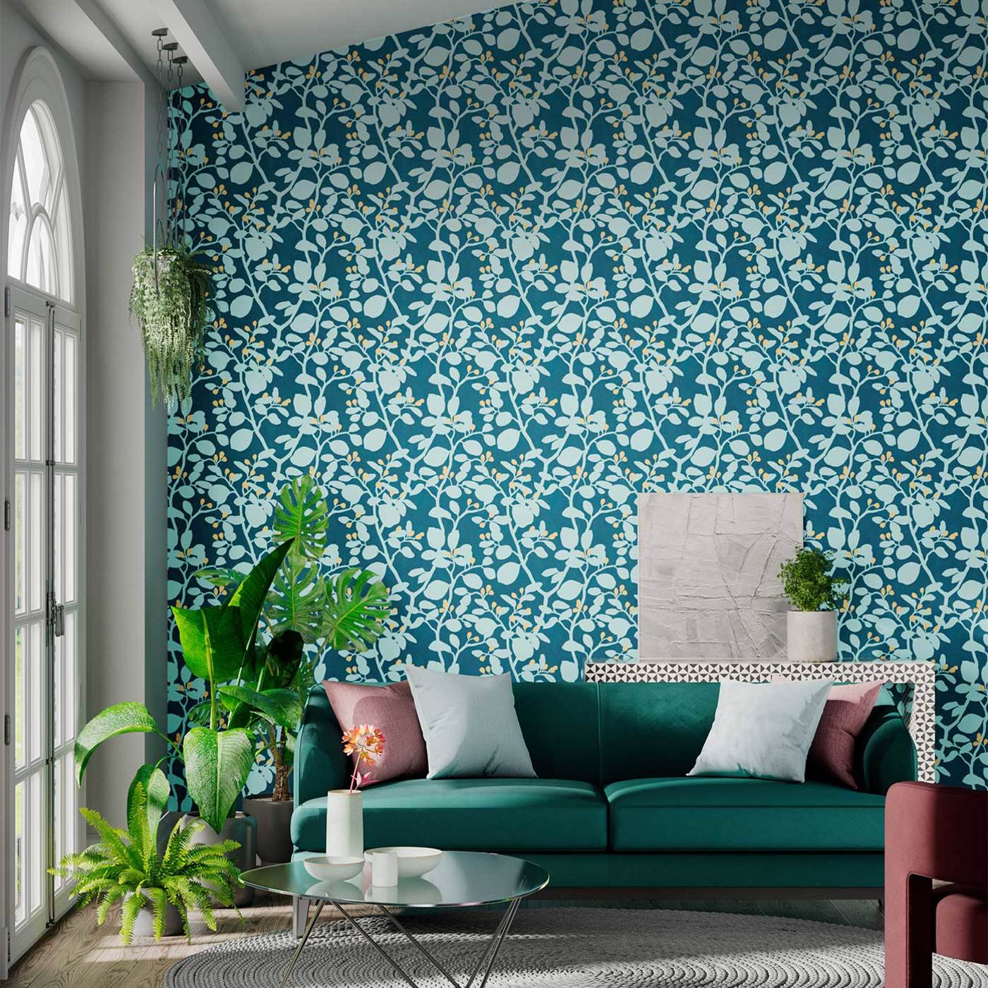 Tapete Ardisia - Amazonia/ Teal/ Gold