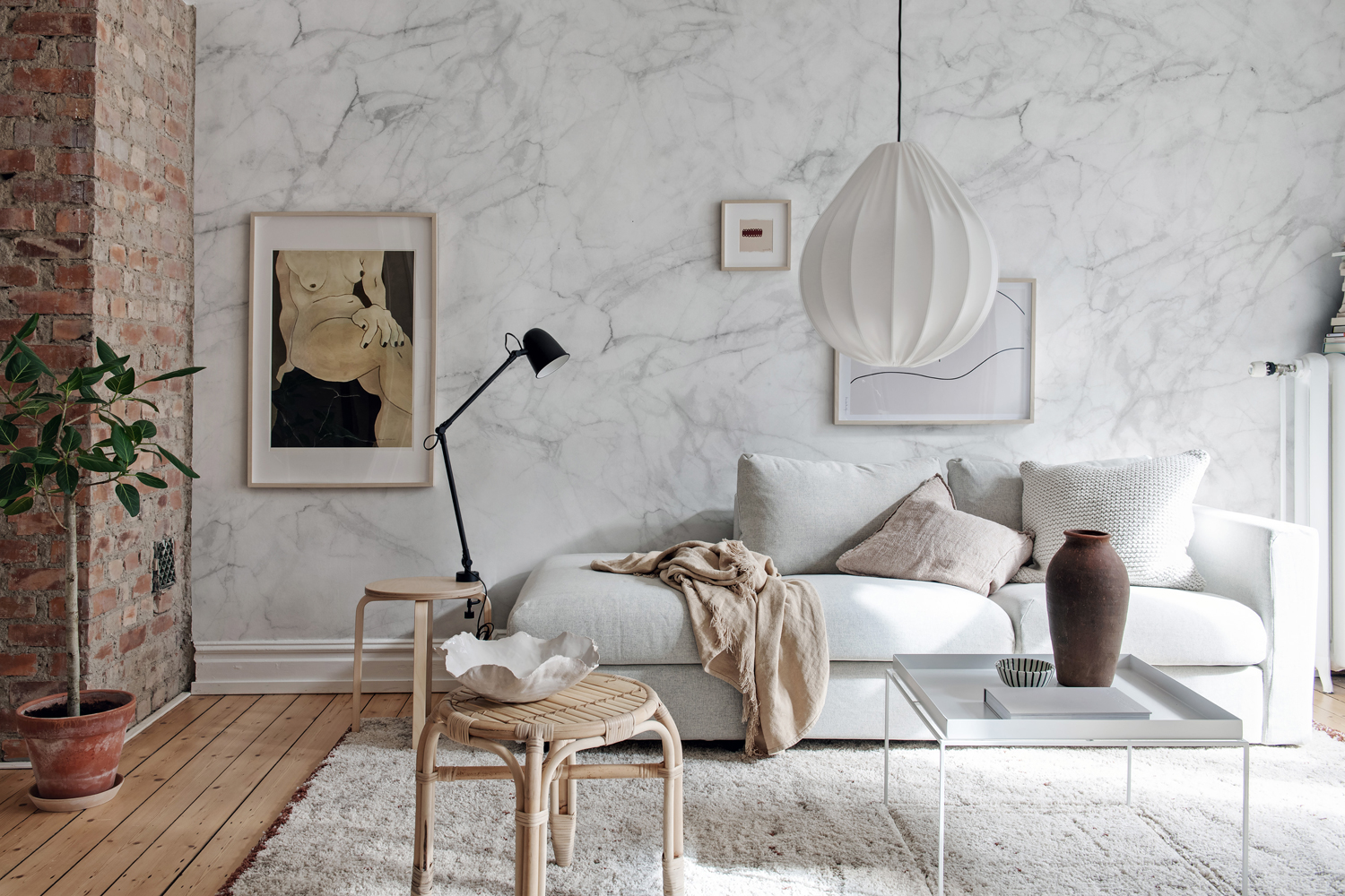 Wandbild Marble Art - White