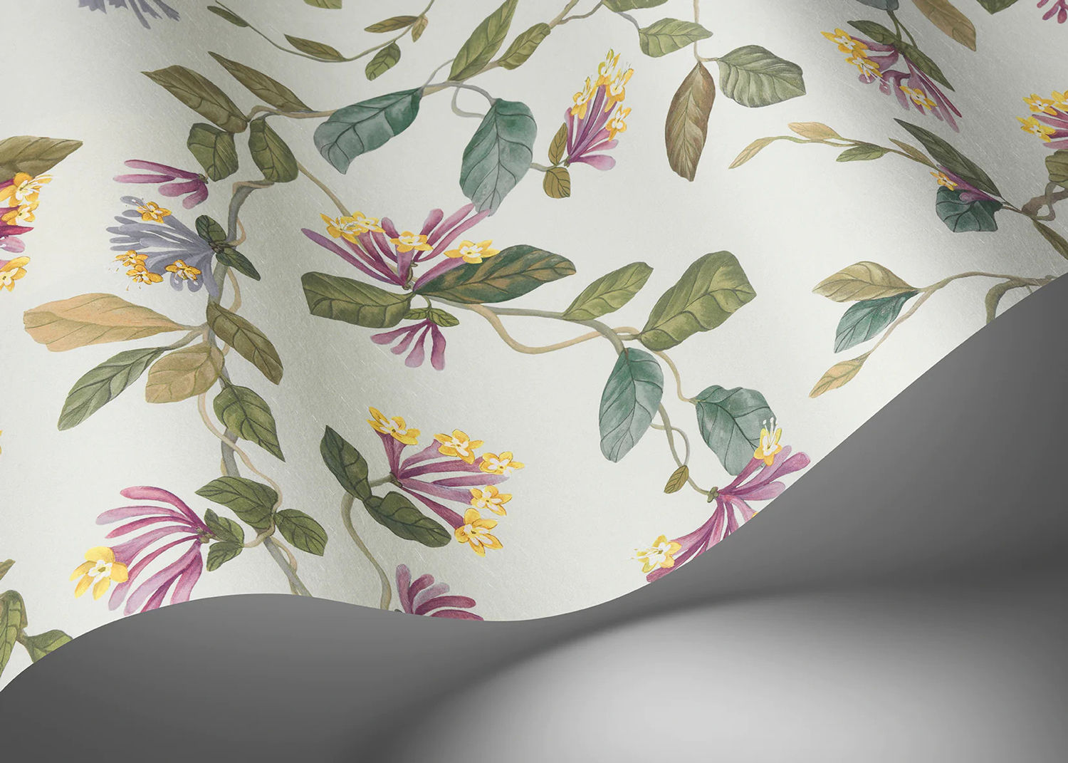 Tapete Flora - Multi/ Old Olive on Eau Du Nil