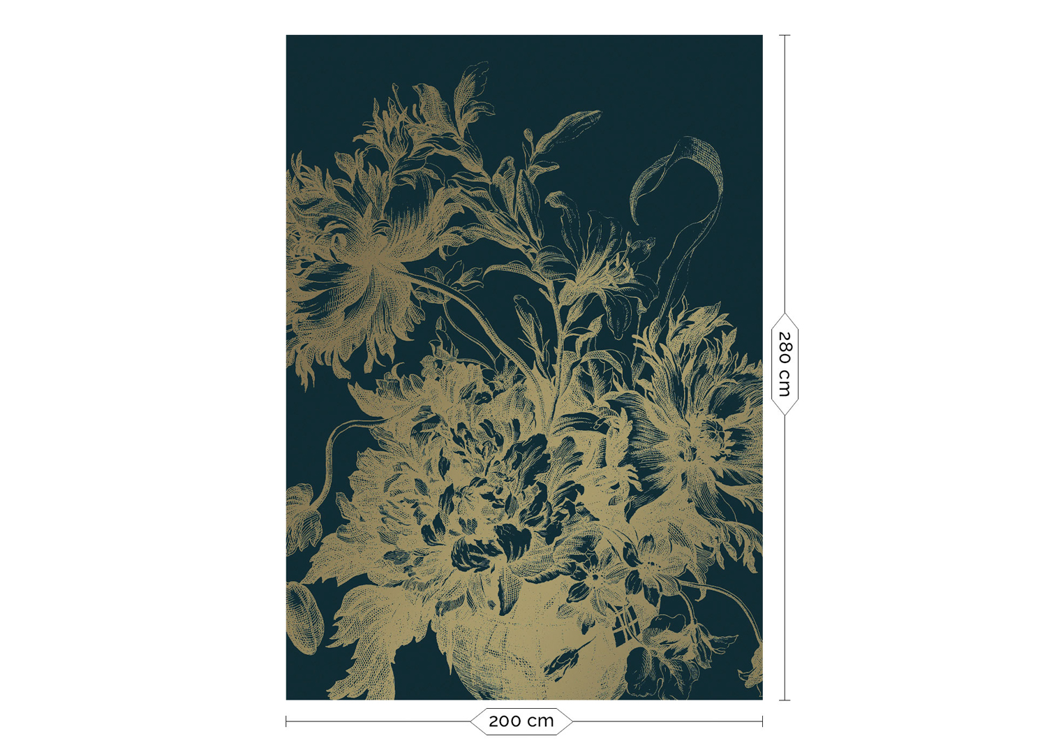 Wandbild Engraved Flowers Gold 8 - M