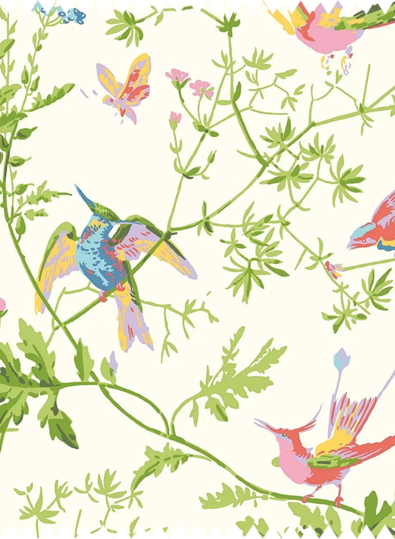 Stoff Hummingbirds Silk - Pearl