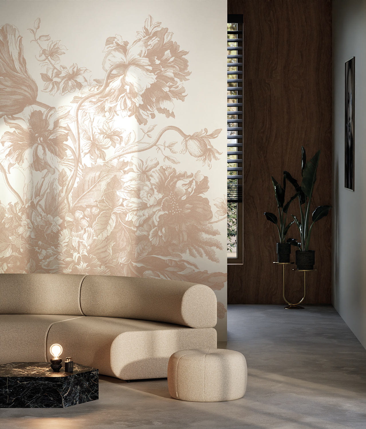 Wandbild Engraved Flowers Uyterlinde - Nude 292 cm