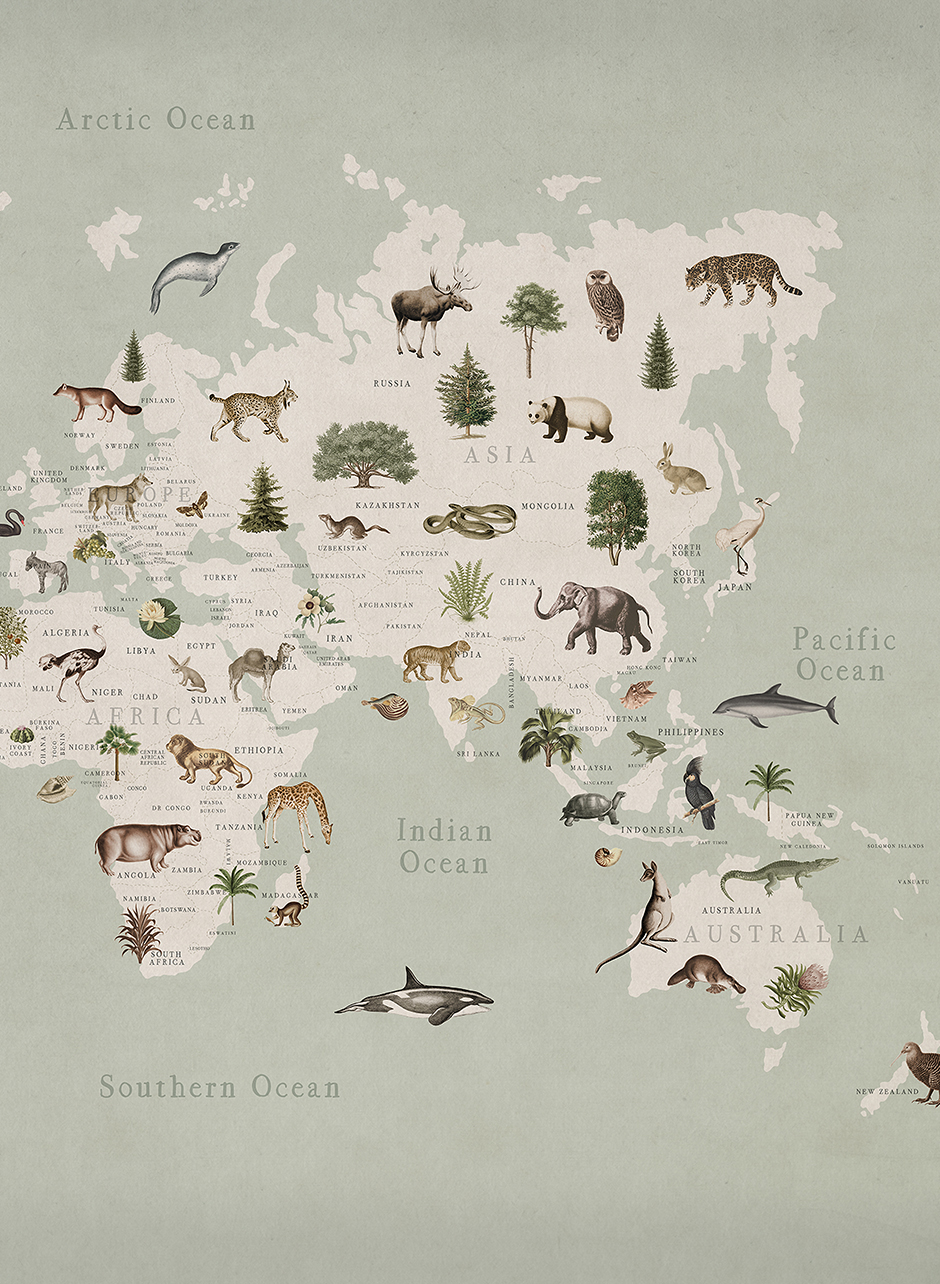 Wandbild Animal World - Mint