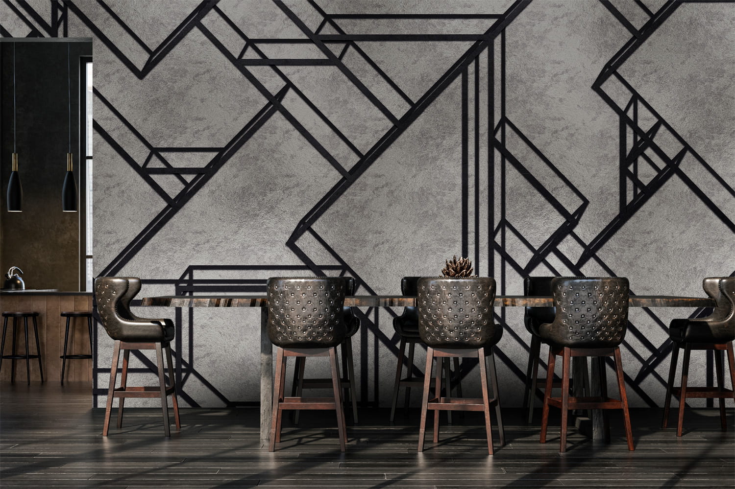 Wandbild L-Geometric Metallics - Silver