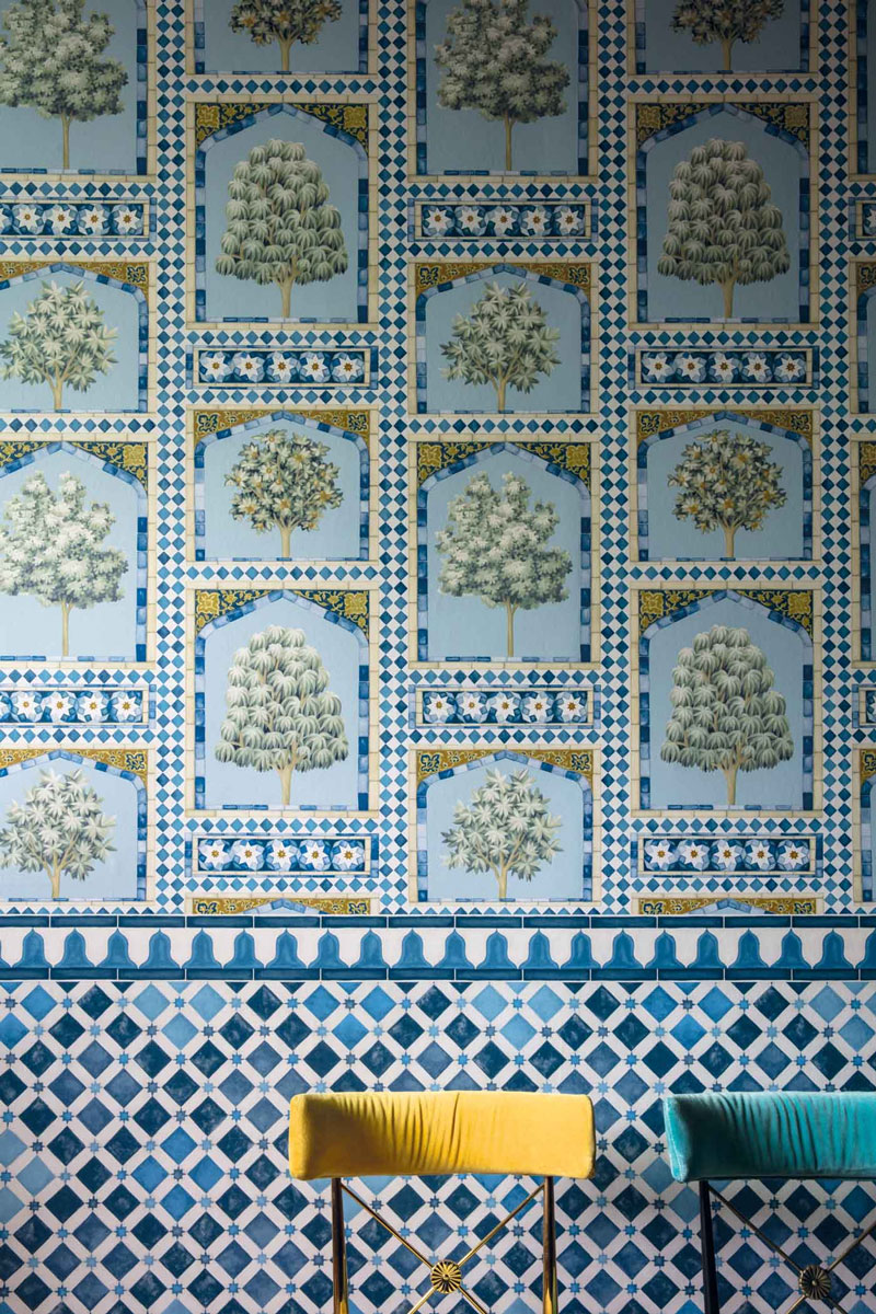 Tapete Sultan's Palace - China Blue/ Ochre