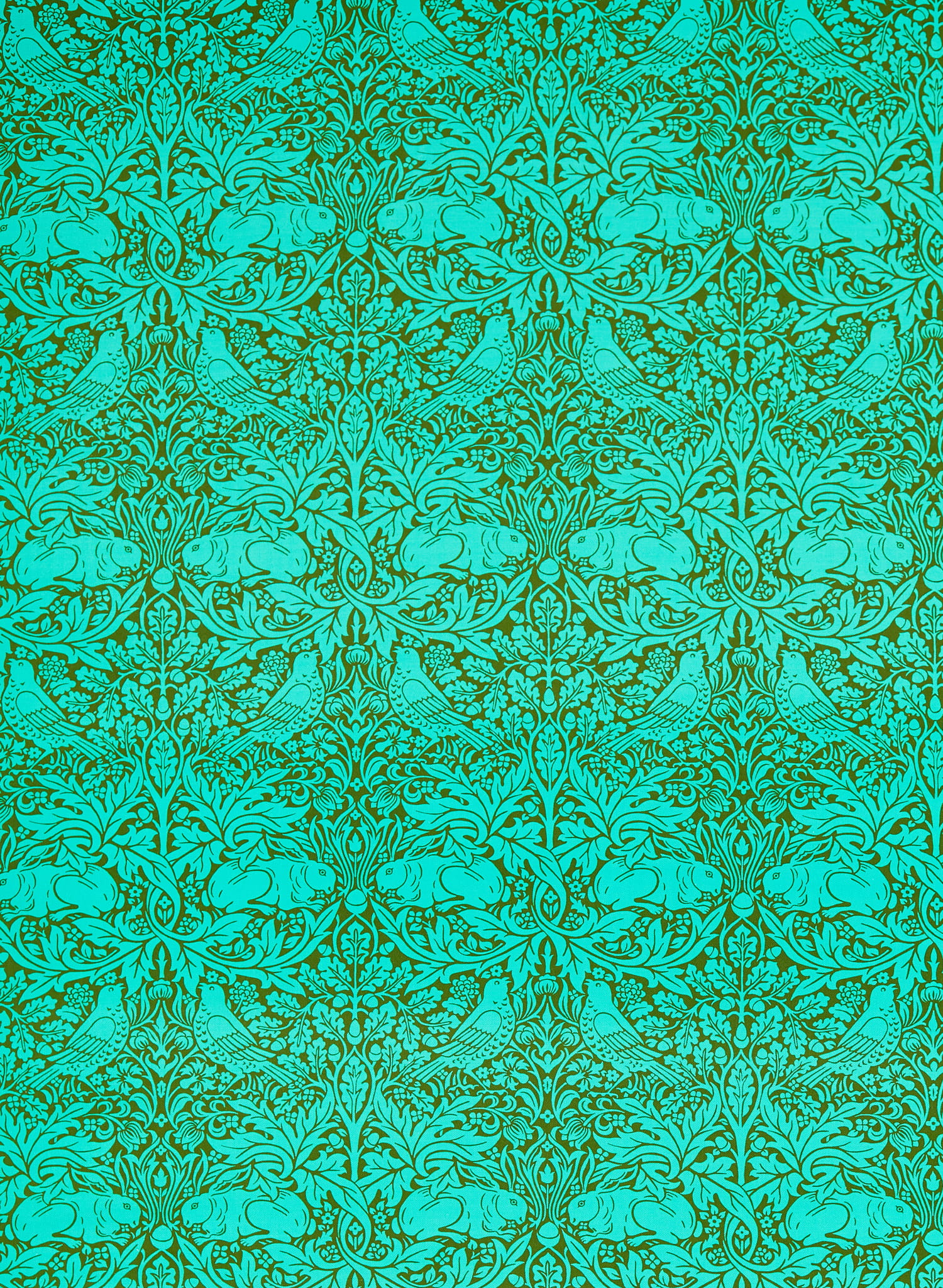 Tapete Bird & Anemone - Olive/ Turquoise