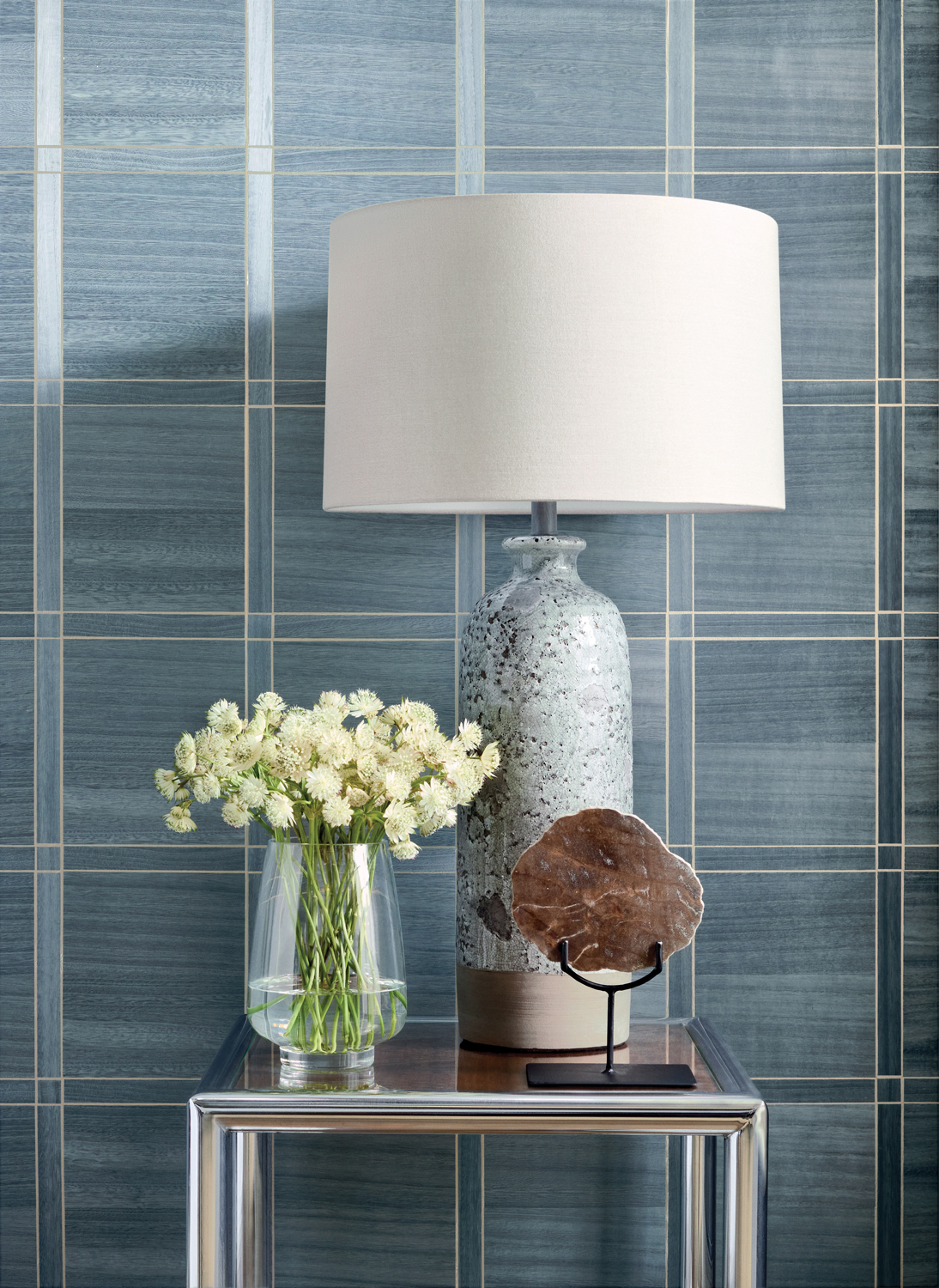 Tapete Wood Panel - Cadet and Metallic Pewter