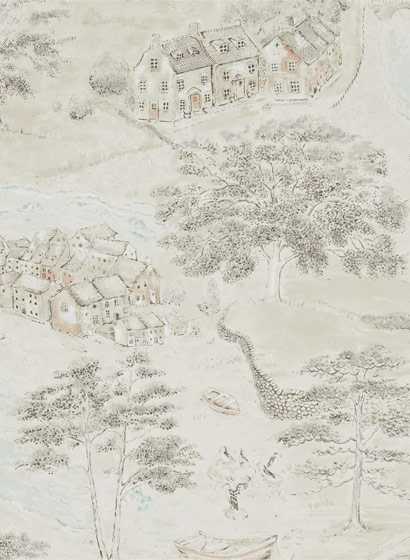 Tapete Sea Houses - Charcoal/ Linen