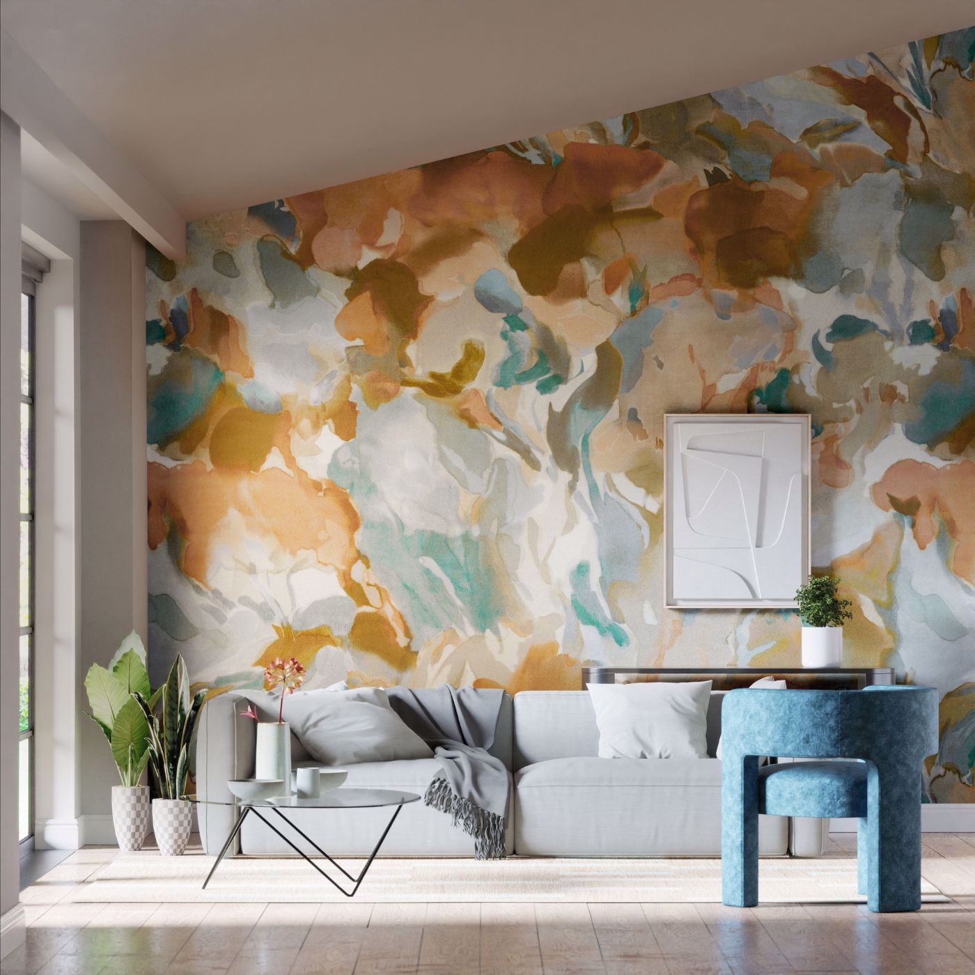 Wandbild Foresta - Baked Terracotta/ Cerulean