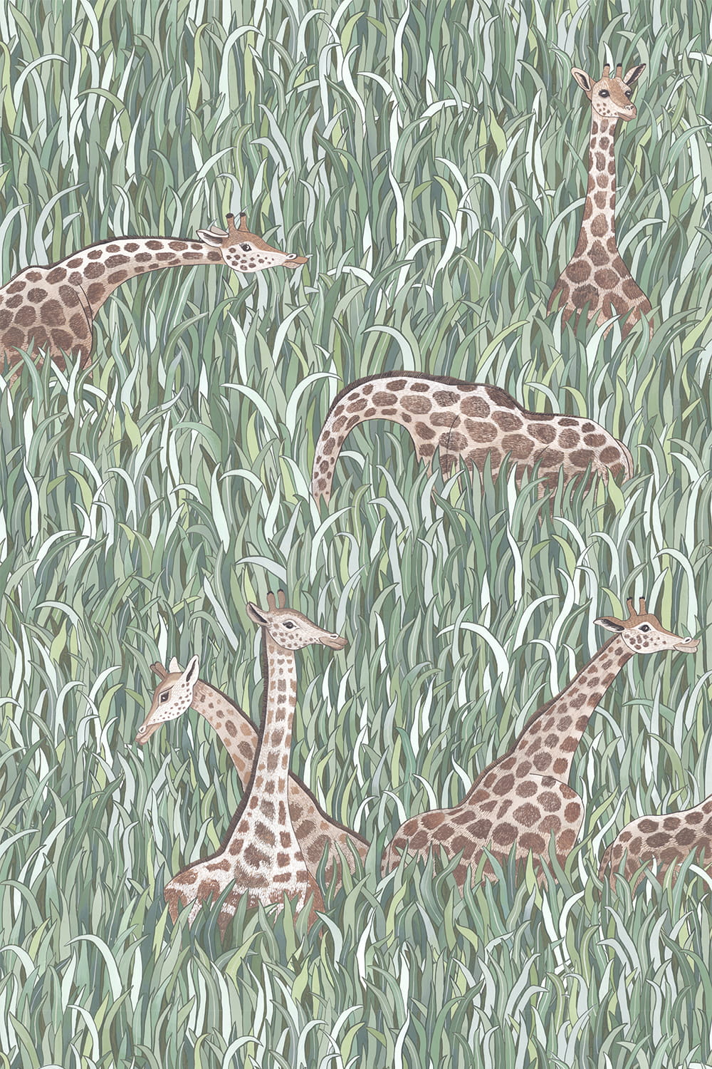 Papier peint Giraffes - Aqua