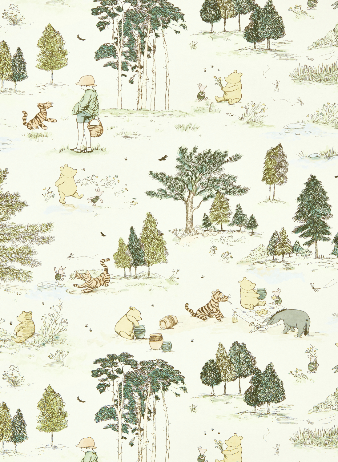 Tapete Winnie the Pooh - Macaron Green