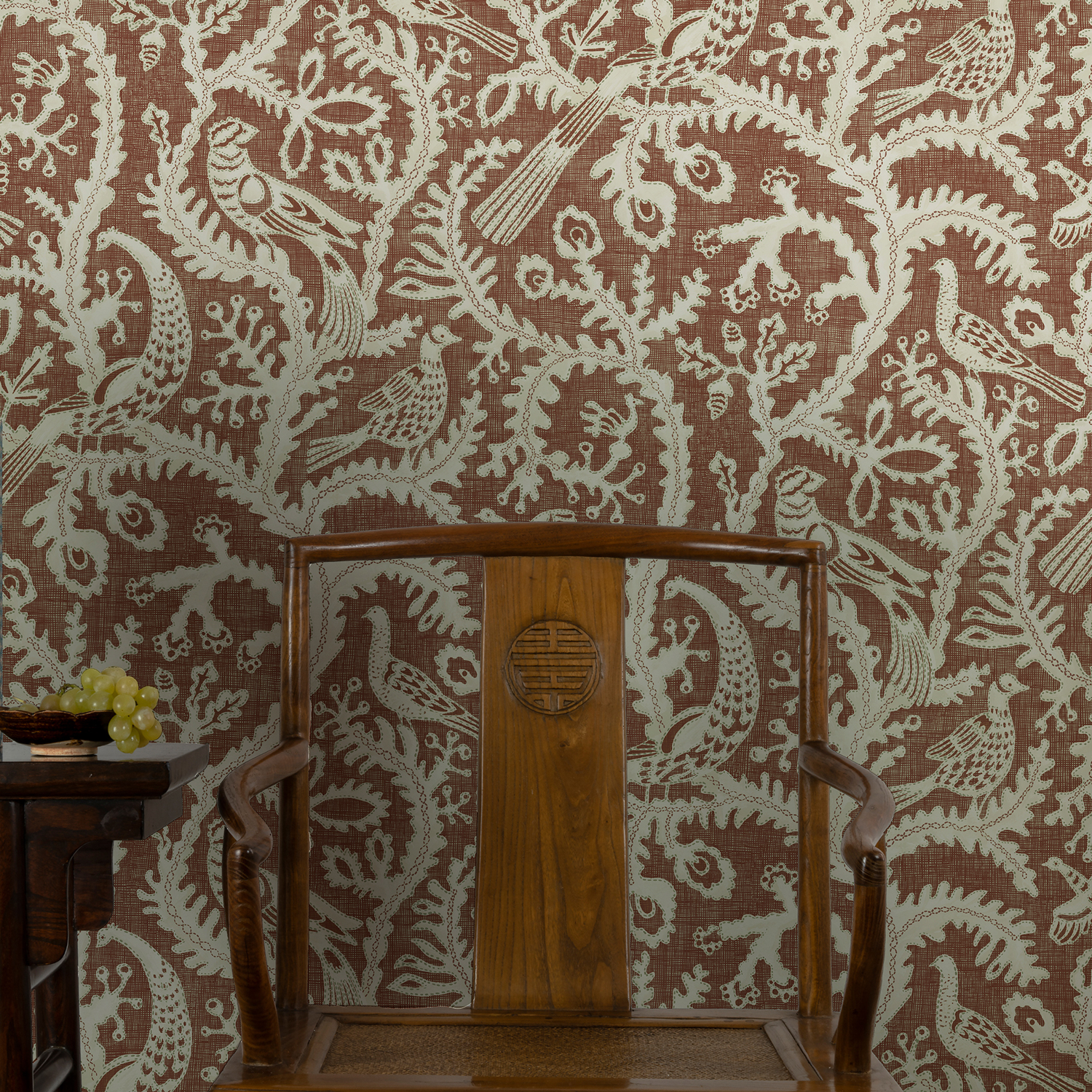 Tapete Stitched Birds - Red