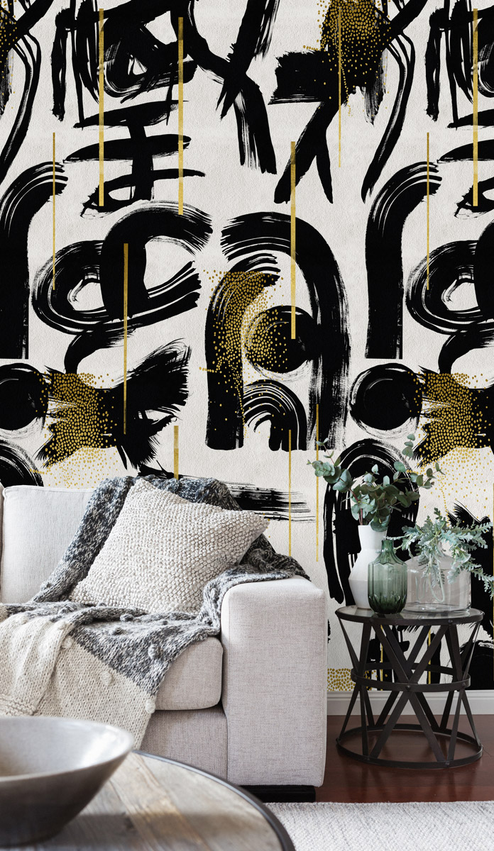 Tapete Gestural Abstraction - Black/ White