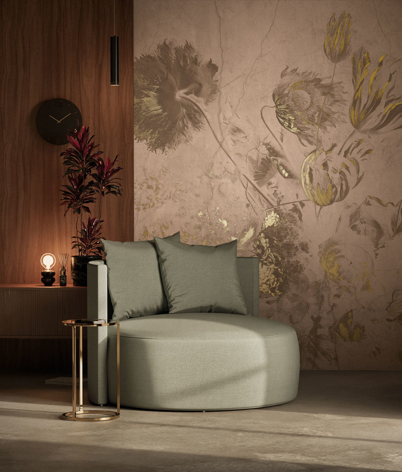 Wandbild Fresco Flowers Uyterlinde - Nude 390 cm