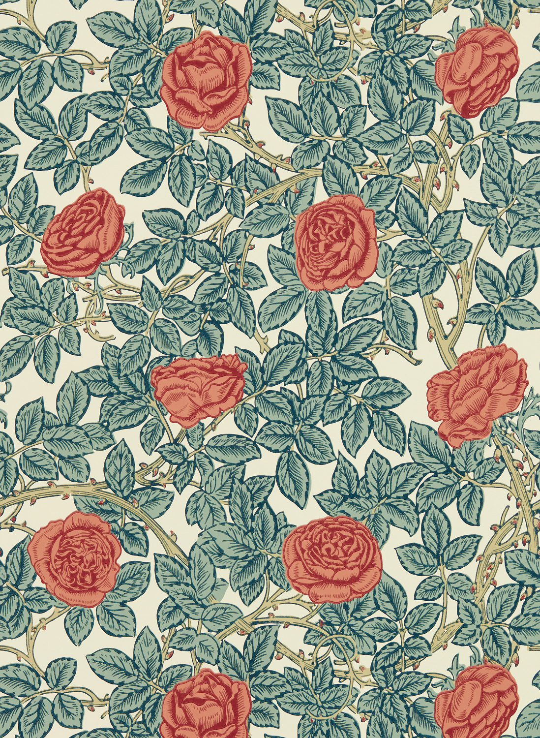 Tapete Rambling Rose - Emery Blue/ Madder