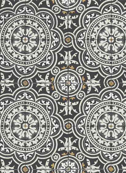 Tapete Piccadilly - Grey on Black