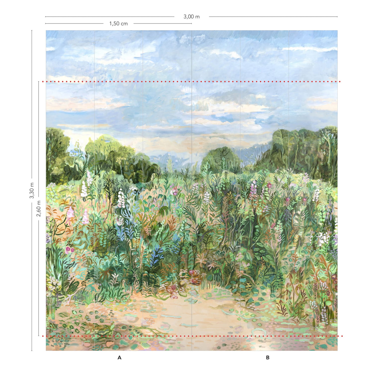 Carta da parati Roses Trémières - Panel A