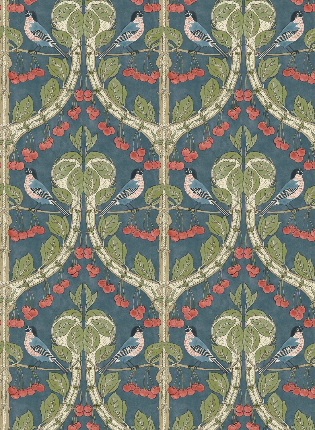Tapete Birds & Cherries - Indigo