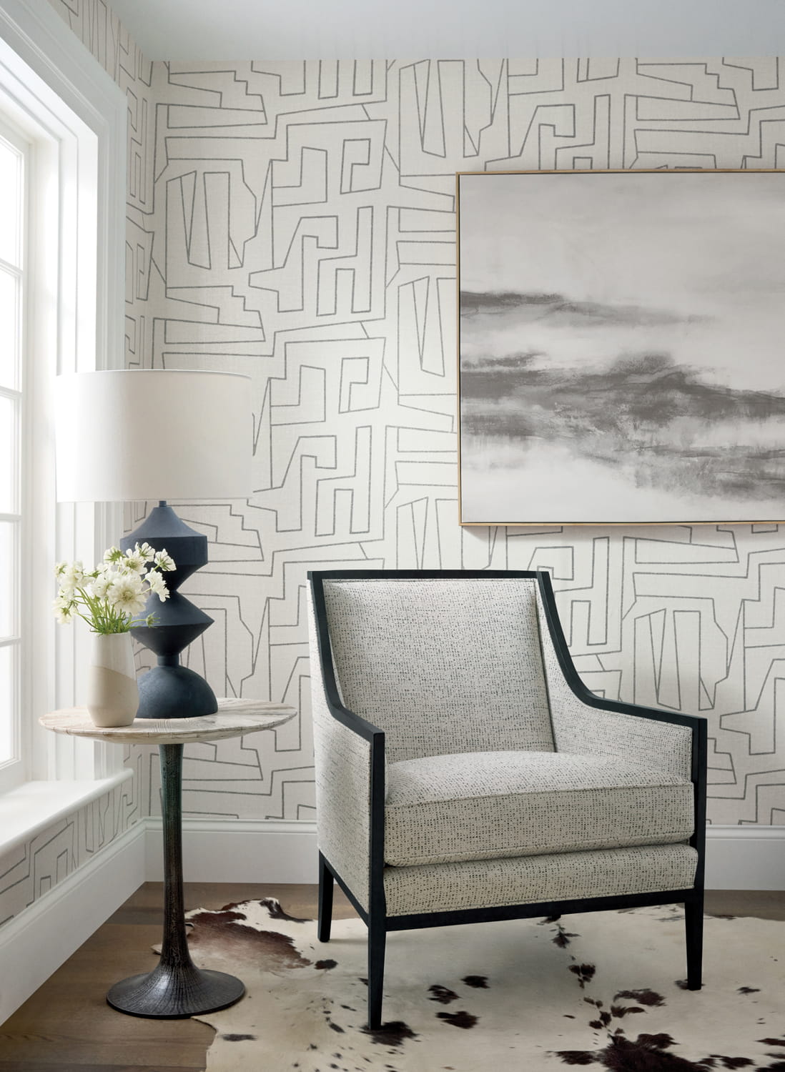 Tapete Matrix - Black on Beige