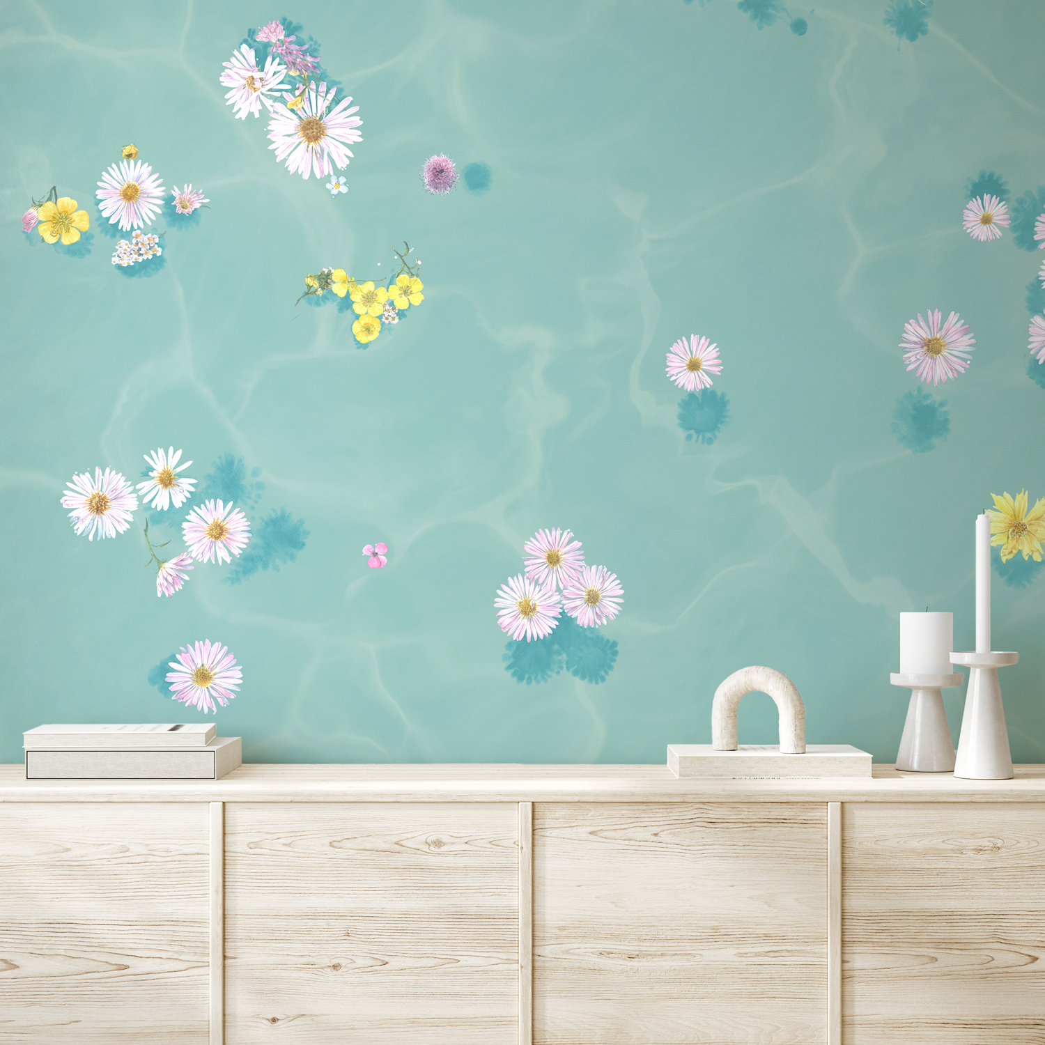 Tapete Floral Bath - Blue