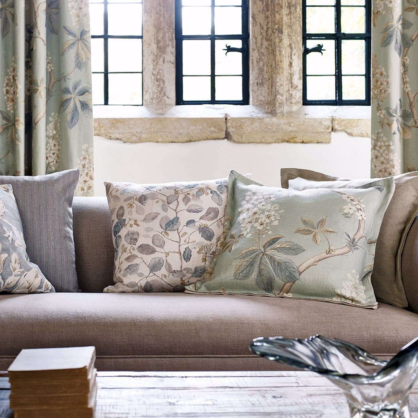 Stoff Chestnut Tree - Grey Blue/ Sage