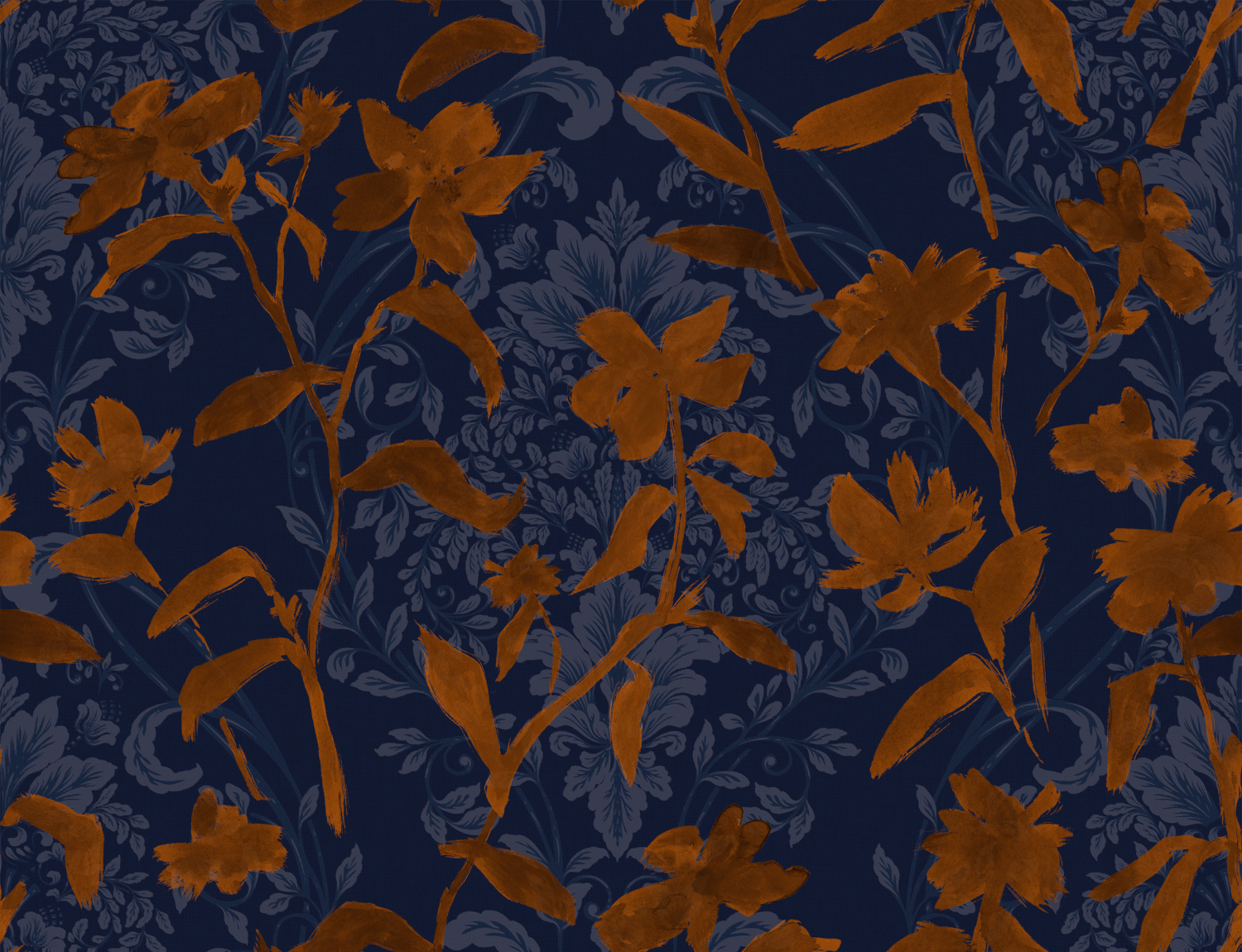 Tapete Blooming Damask - Tobacco