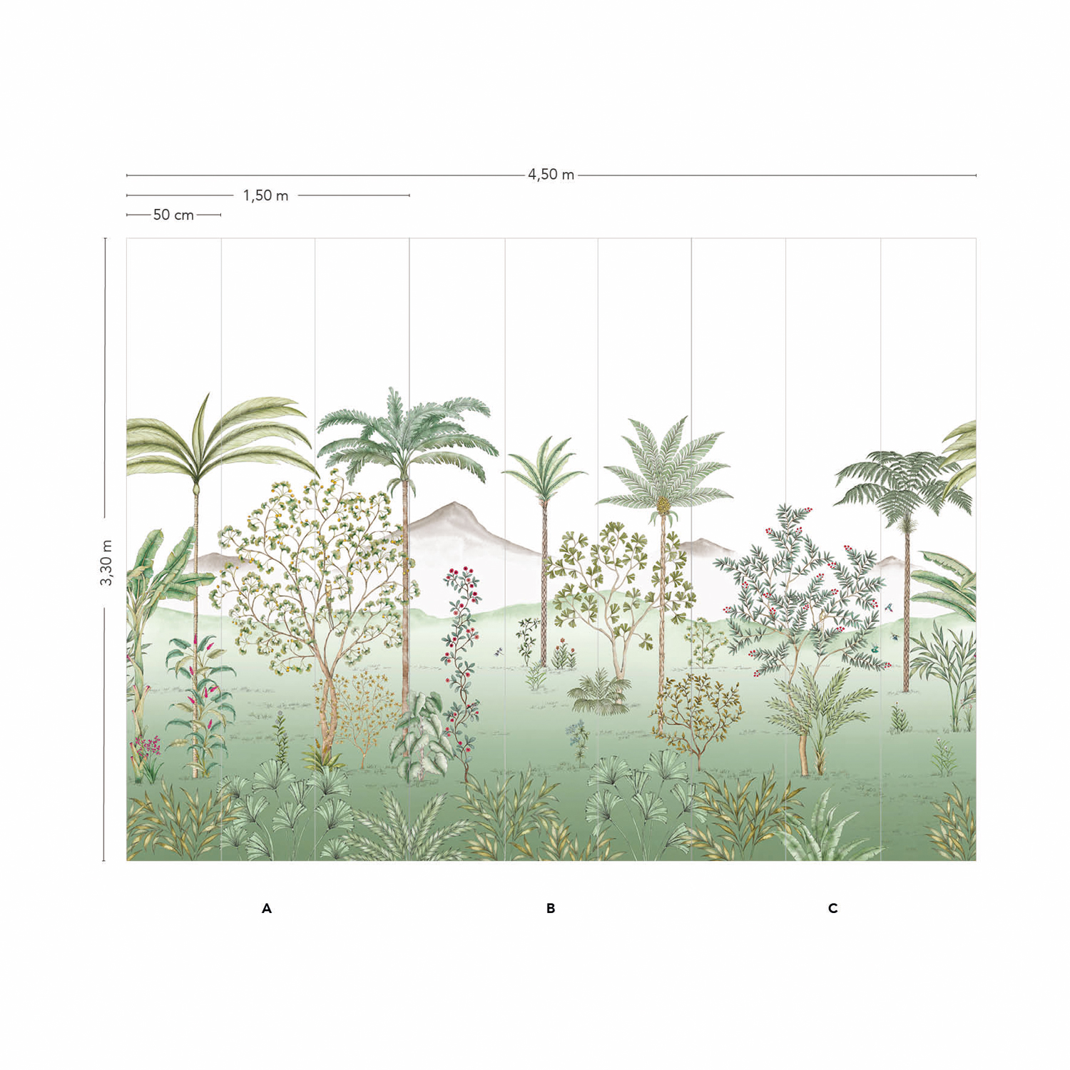Wandbild Jardin des Oiseaux Jade - Panel A