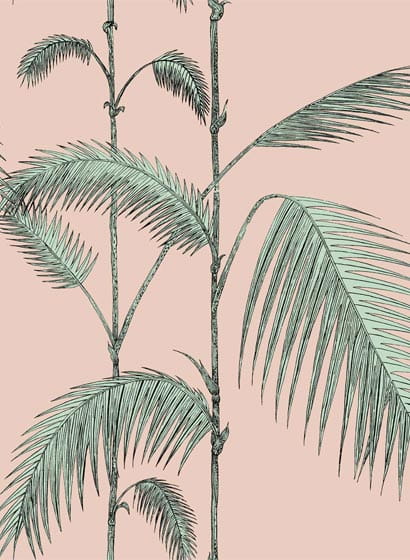 Tapete Palm Leaves - Alabaster Pink & Mint