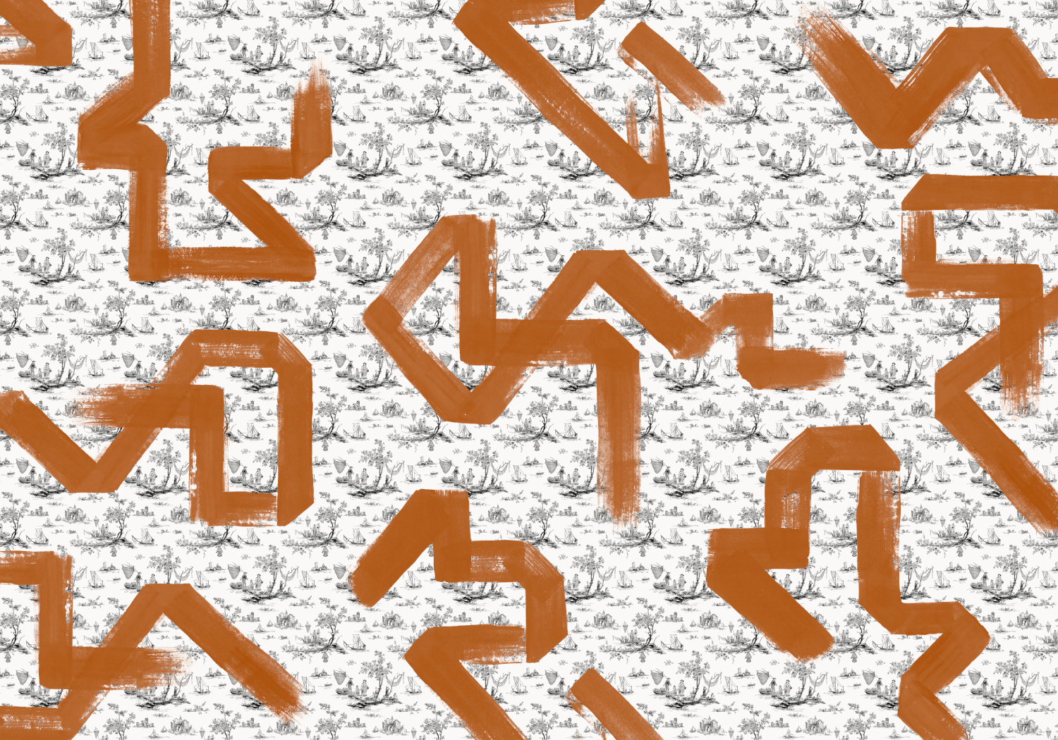 Wandbild Toile Strokes - Orange