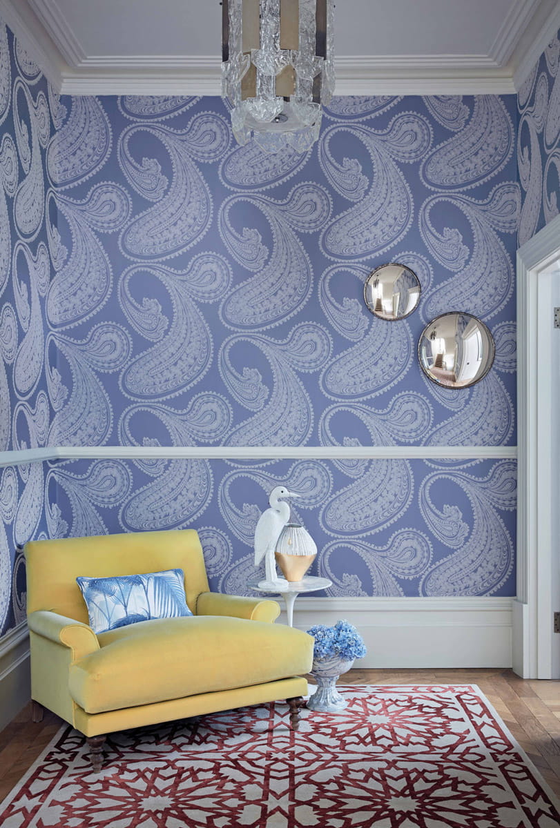 Tapete Rajapur Flock - Hyacinth & White
