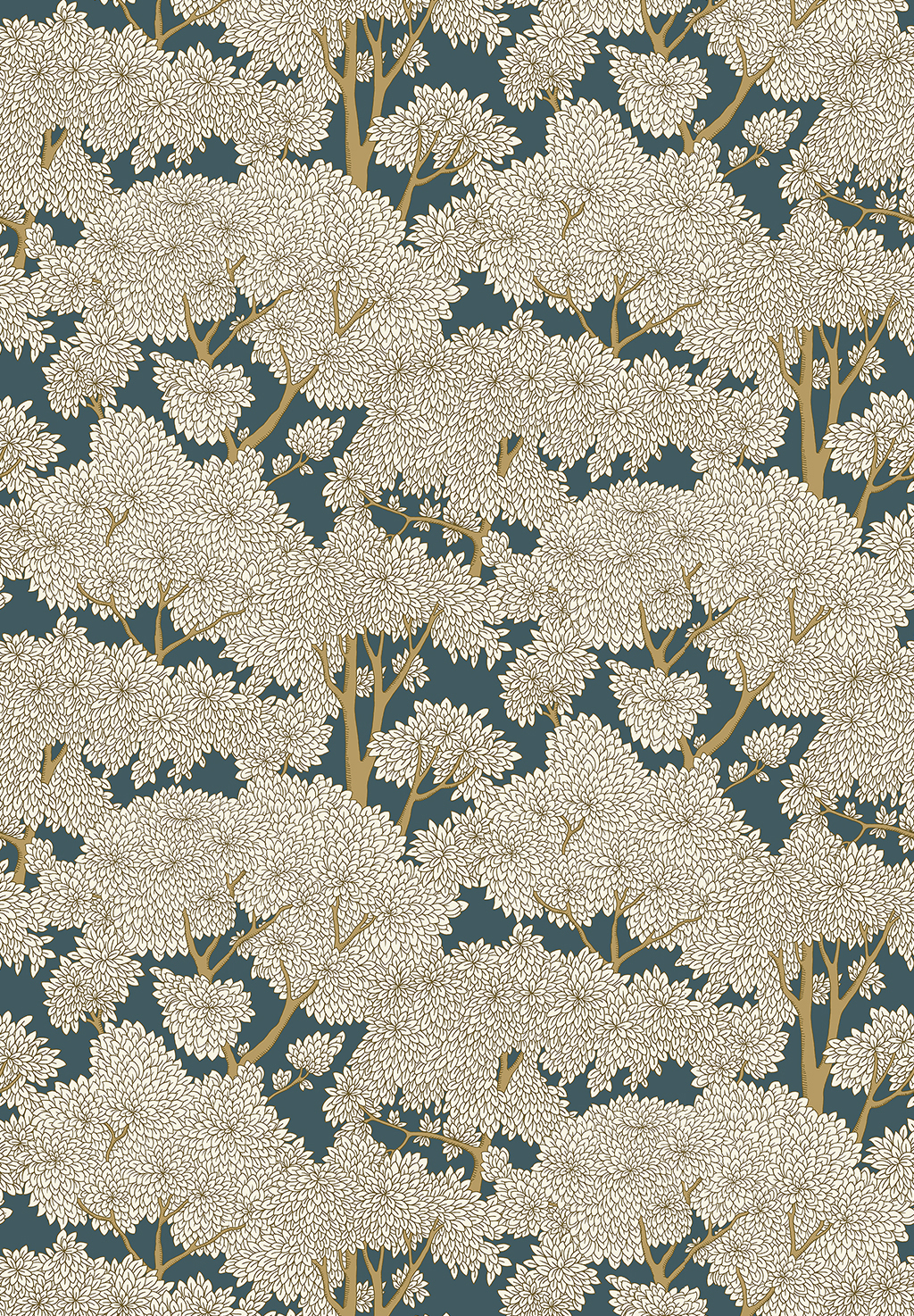 Tapete Stockend Woods - Navy/ Ochre