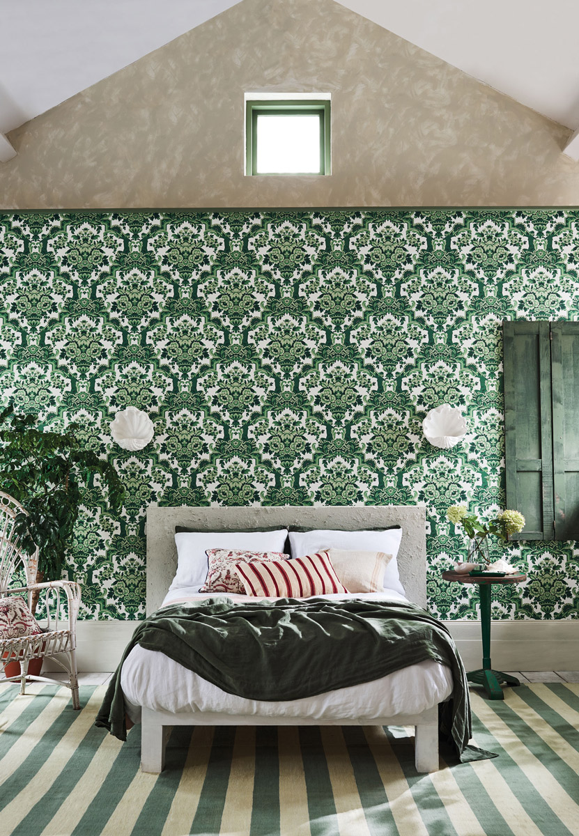 Tapete Lola - Forest Greens on White