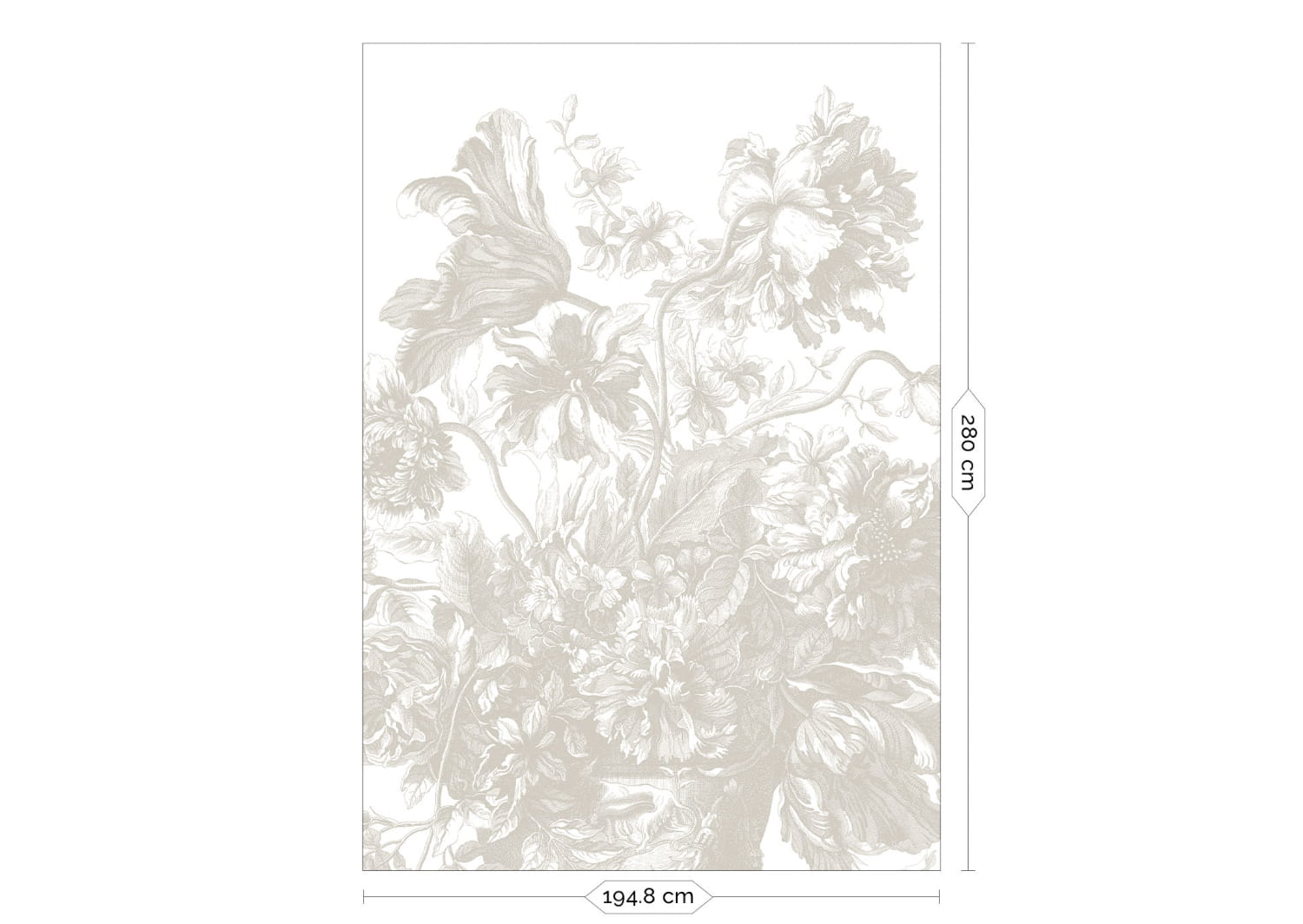 Wandbild Engraved Flowers Uyterlinde - Grey 195 cm