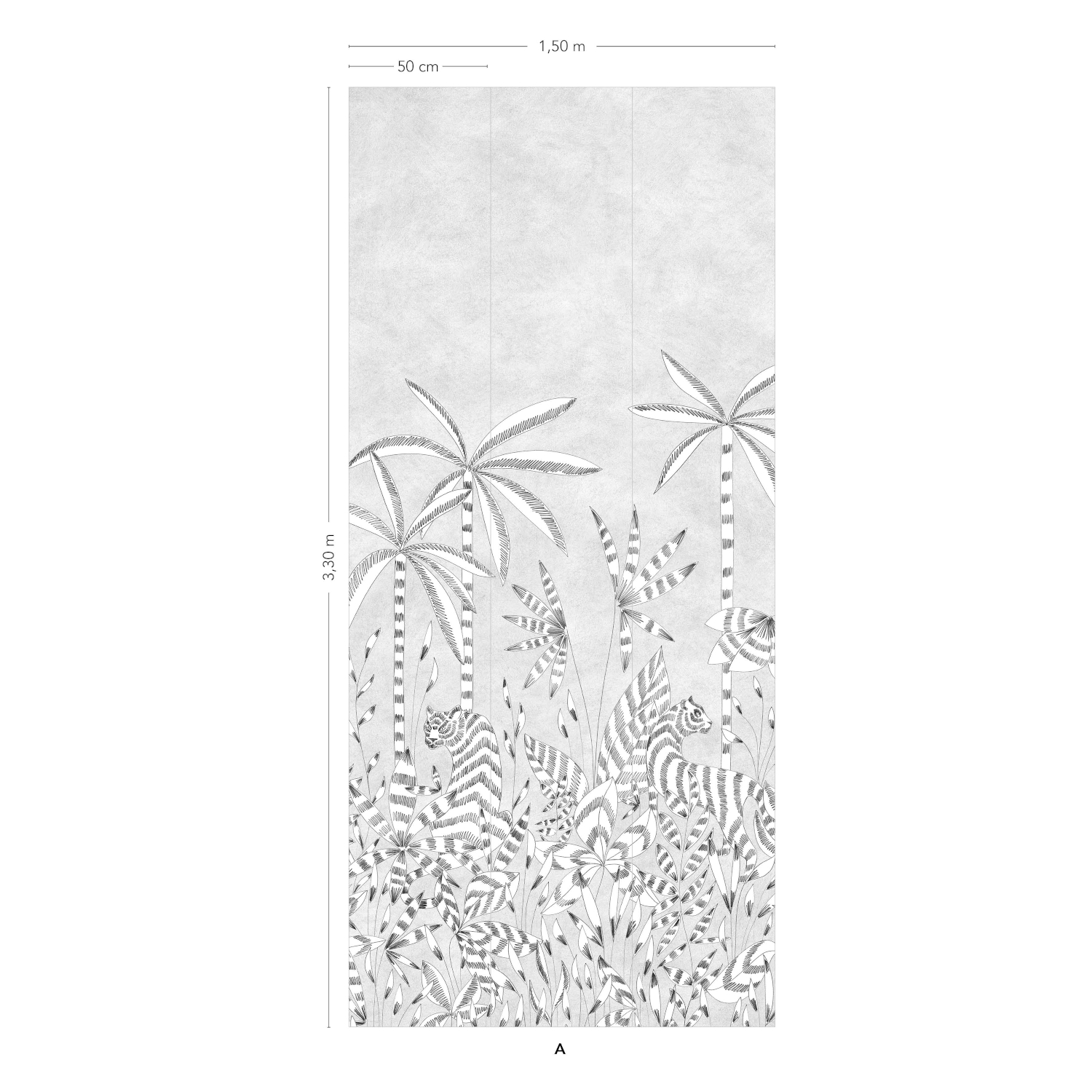 Wandbild Paradis Des Tigres Grisaille - Bahnen 1/2/3