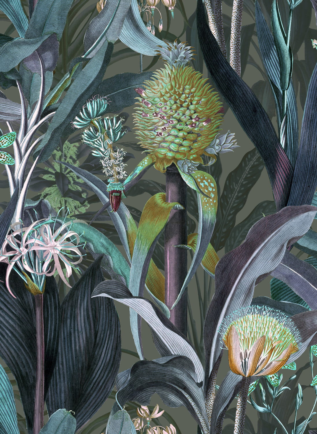 Tapete Blooming Pineapple - Peacock