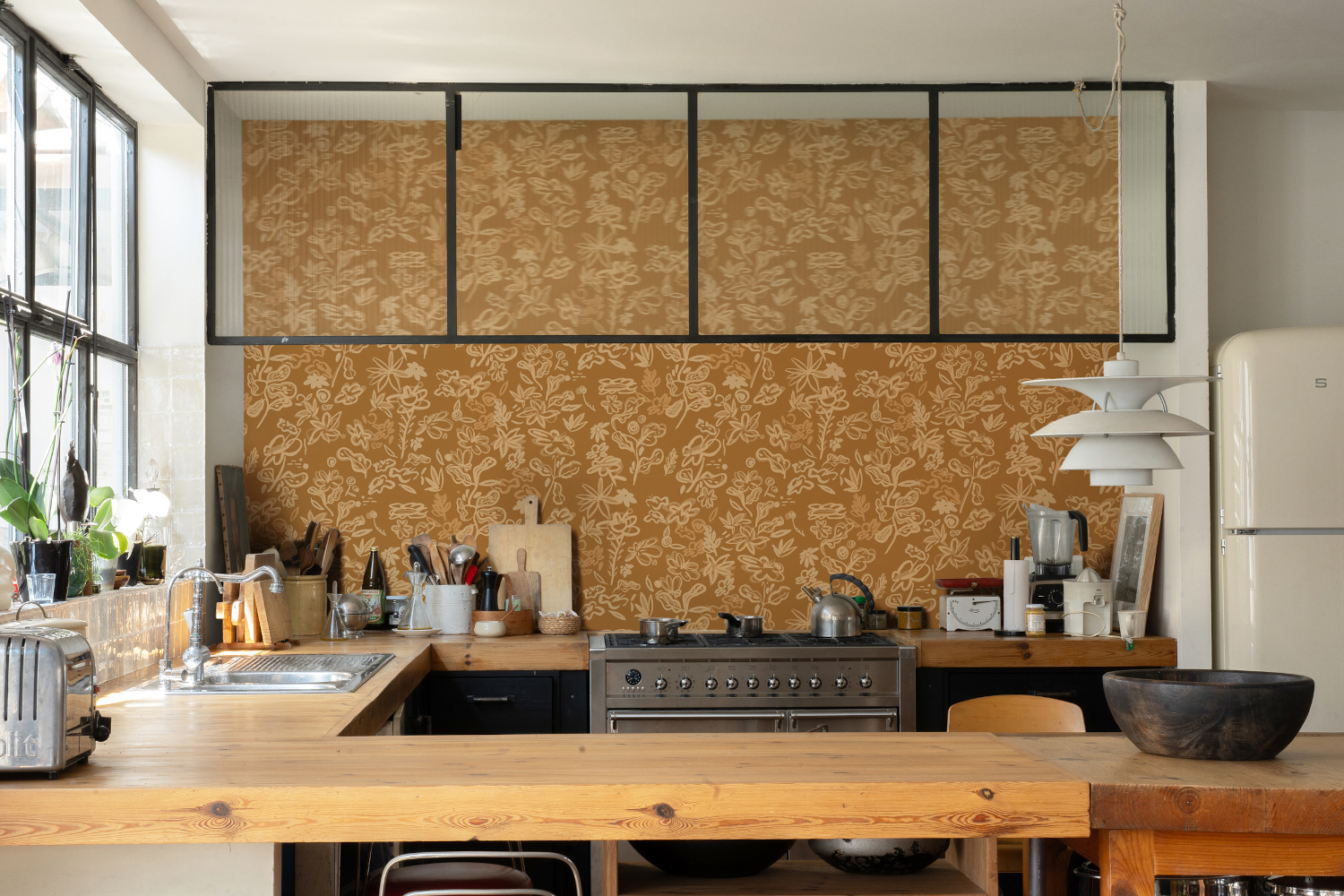 Tapete Crazy Flowers - Ocher