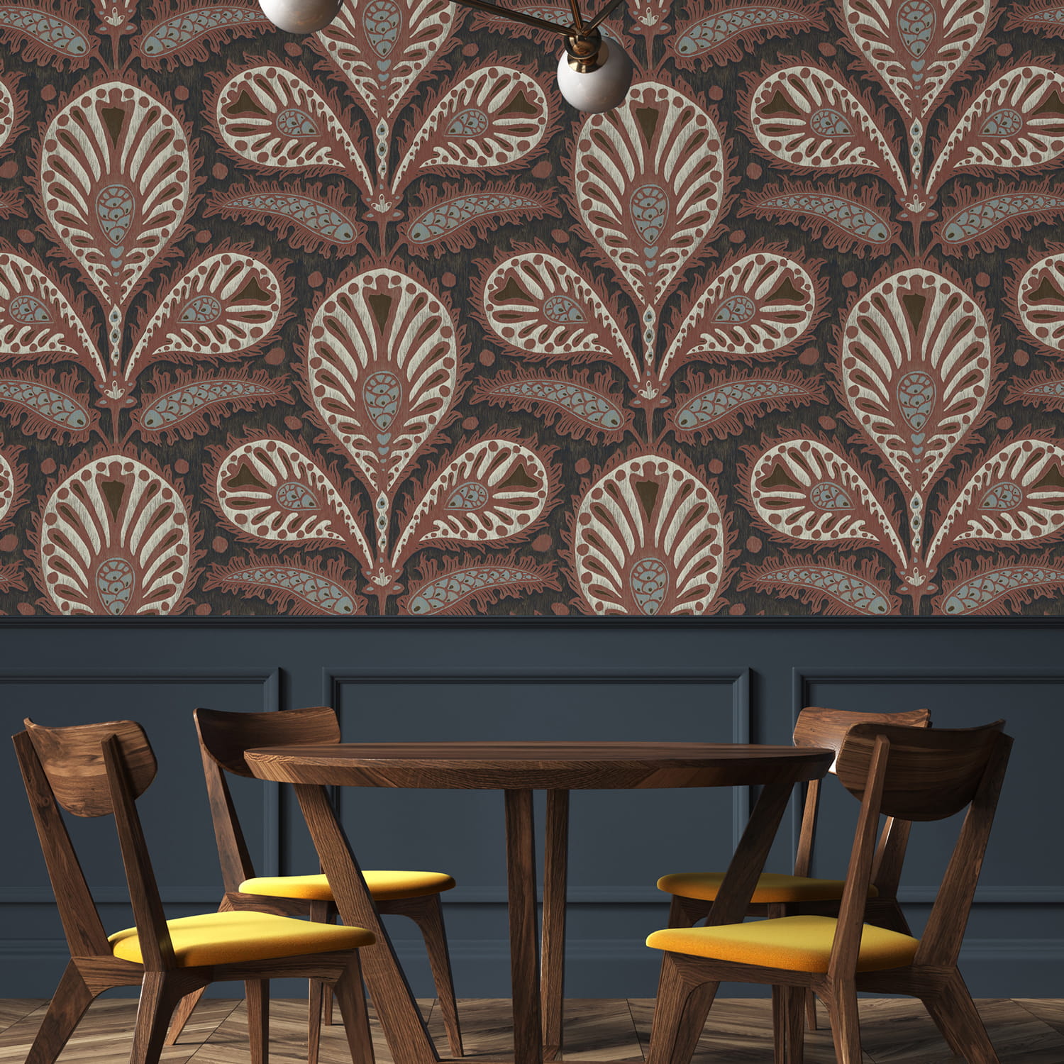 Tapete Ikat Clover - Red and Ink