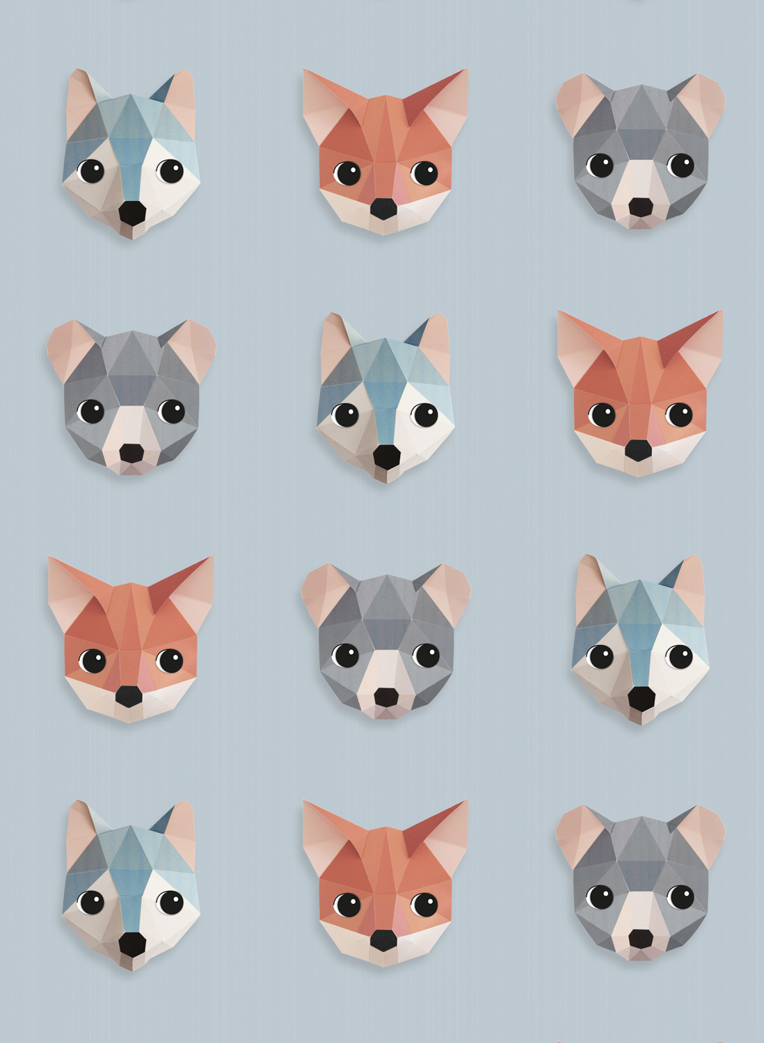 Tapete Forest Animals Ice Blue - Forest Animals Ice Blue