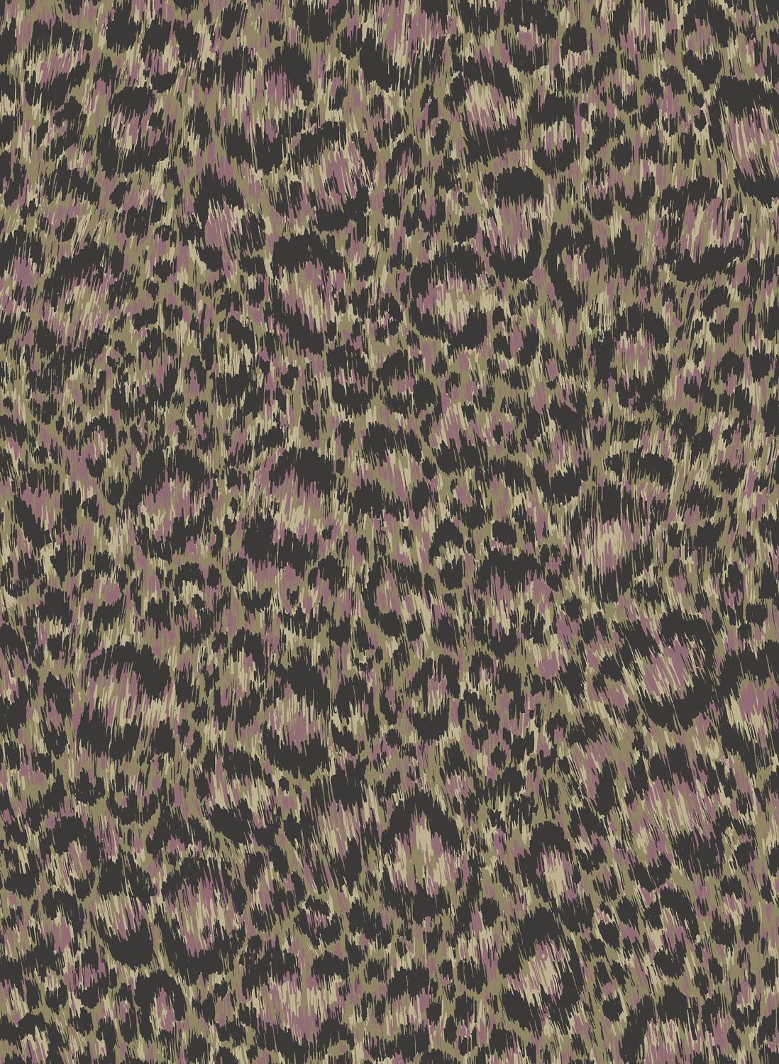 Carta da parati Hand-Painted Leopard - Moss & Mauve