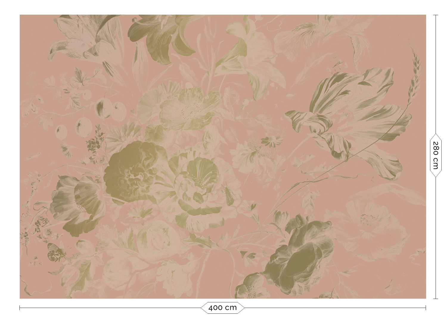 Wandbild Golden Age Flowers Gold 8 - XL