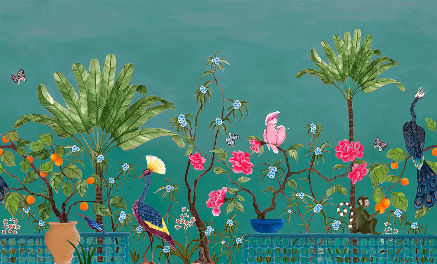 Wandbild Neo-Tea Garden - green