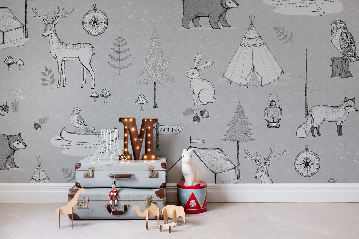 Wandbild Camping Trip - Grey