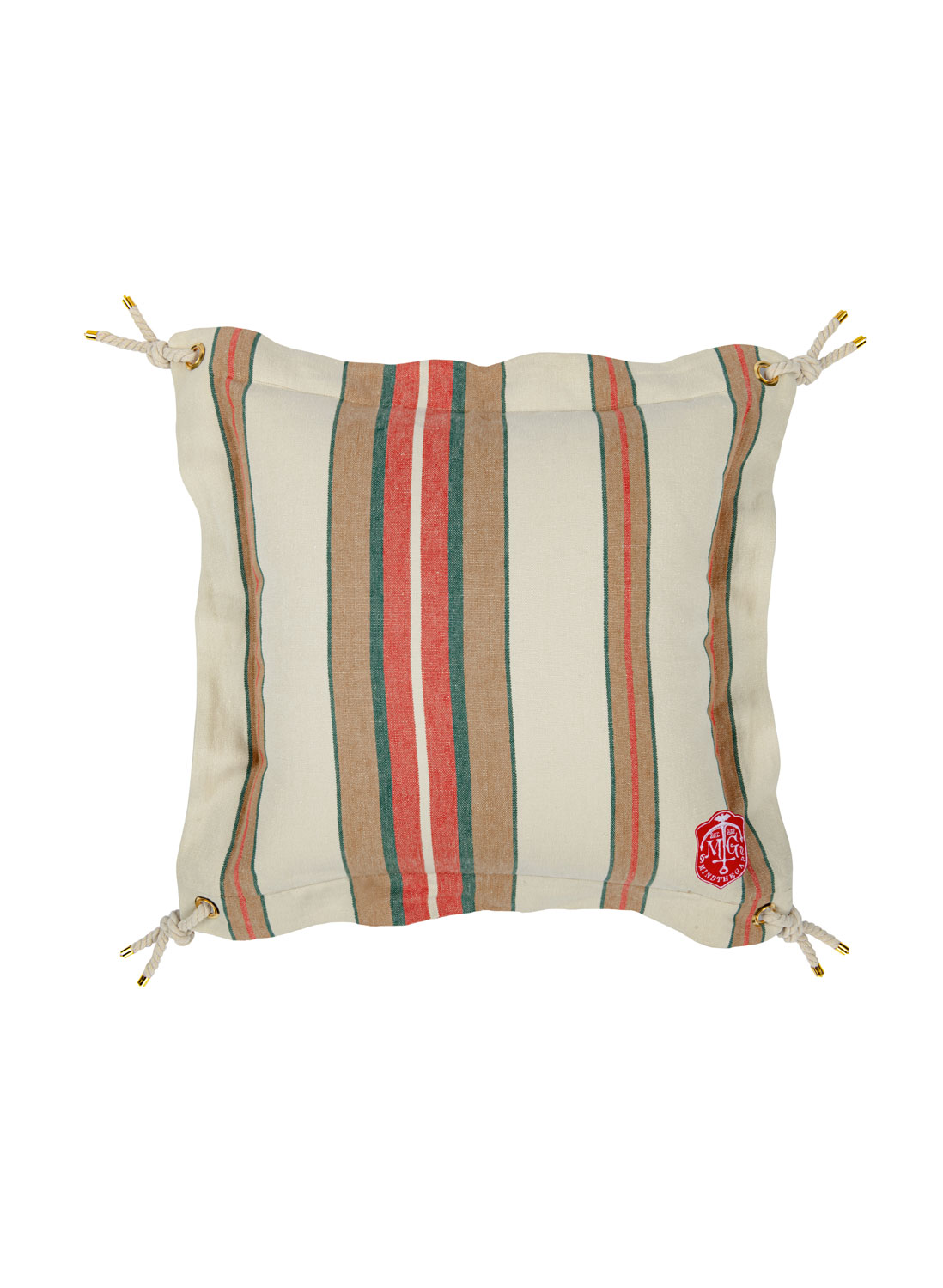 MINDTHEGAP Herina Stripe Cushion - Brown/ Green/ White/ Tassel - 50x50cm