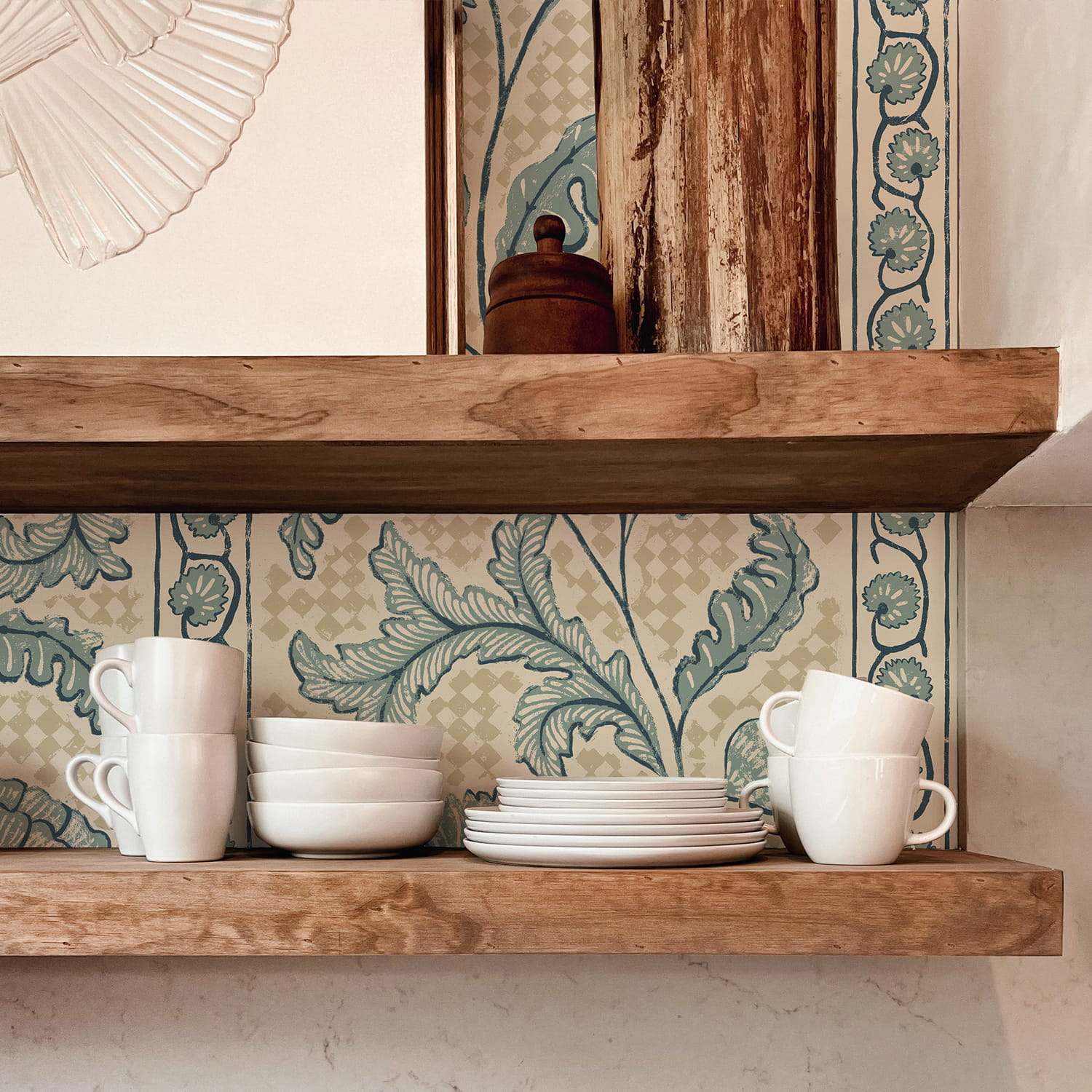 Tapete Floral Check - Osney Blue and Salt Ridge
