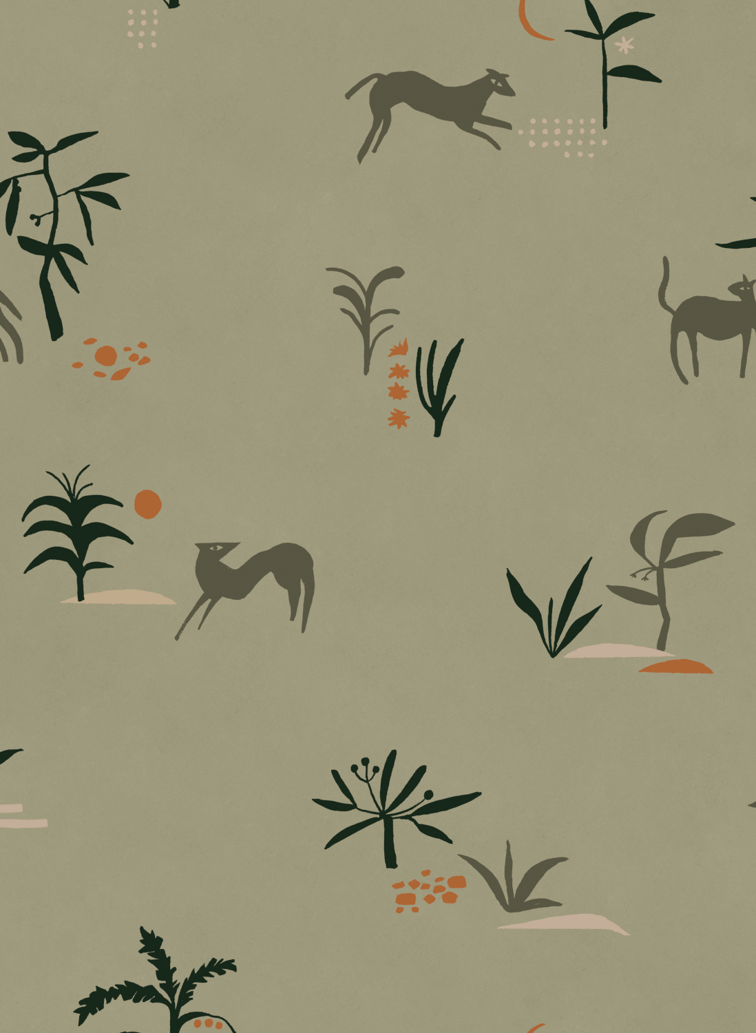 Tapete Prehistoric Creatures - green