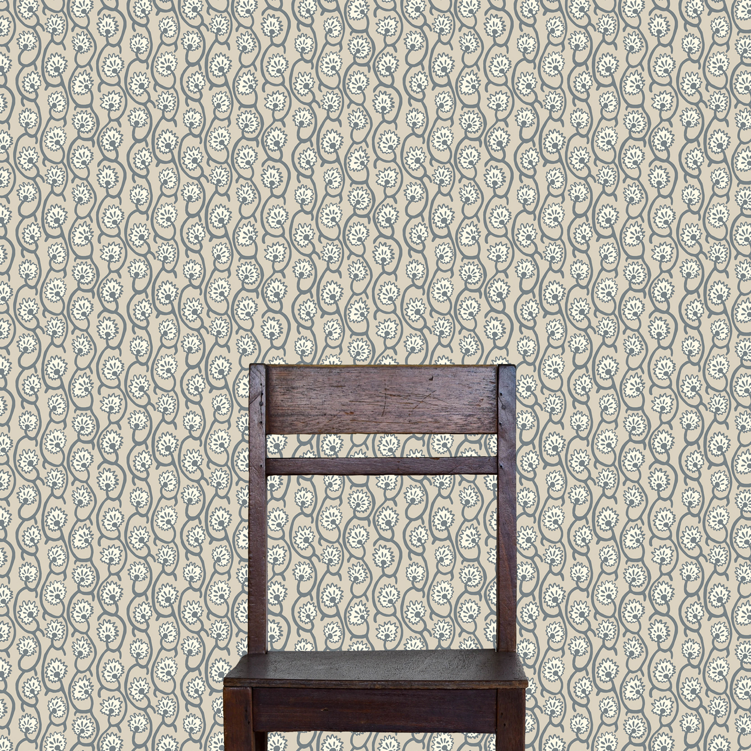 Tapete Geranium Stripe - Bude Blue/ Clarke White/ Edge Sand
