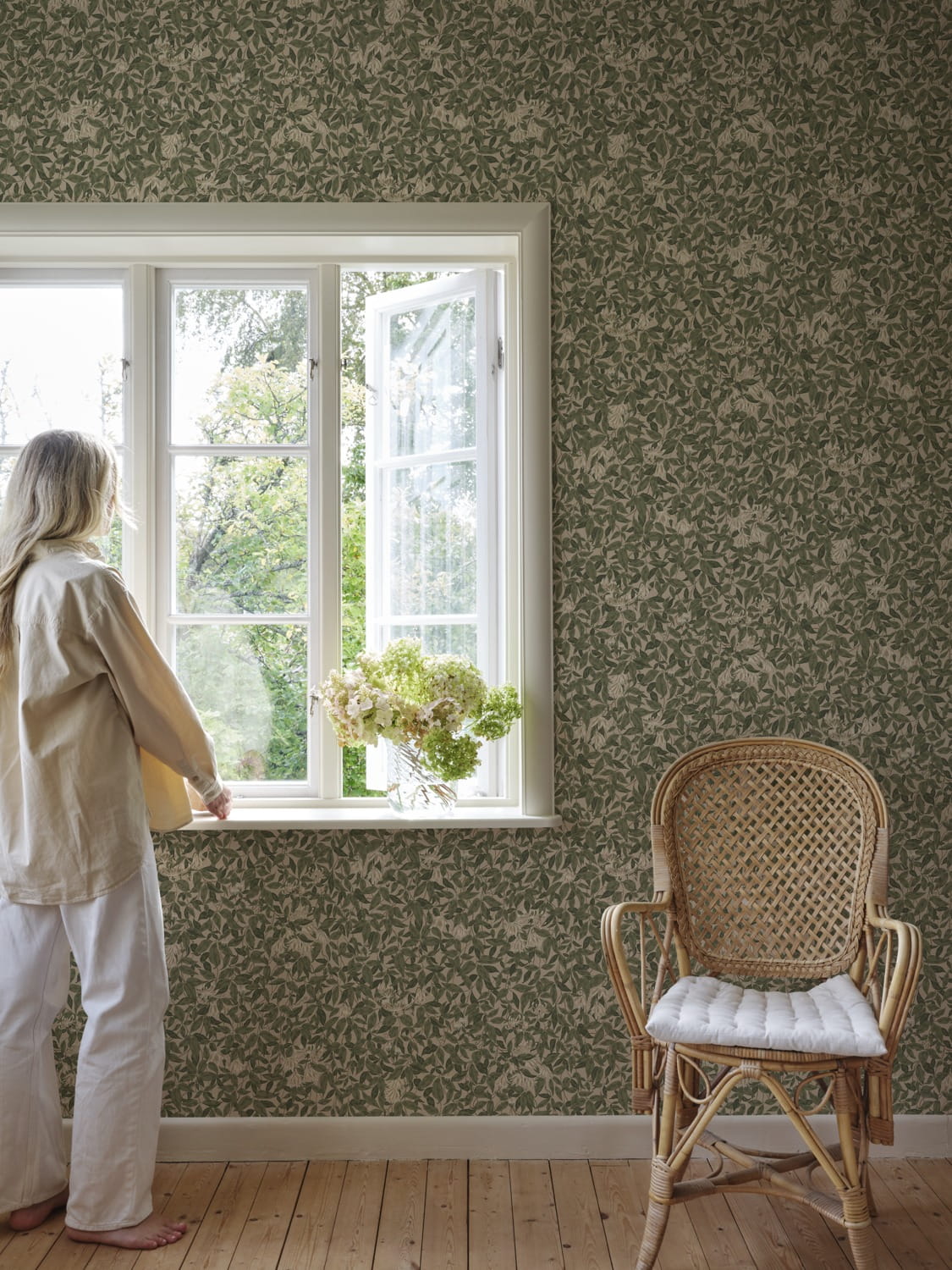 Papier peint Linnea - Forest Green