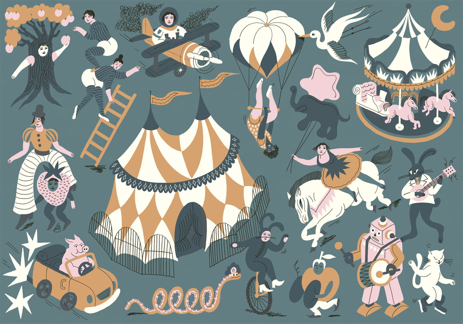 Wandbild Magic Circus - Aquamarine