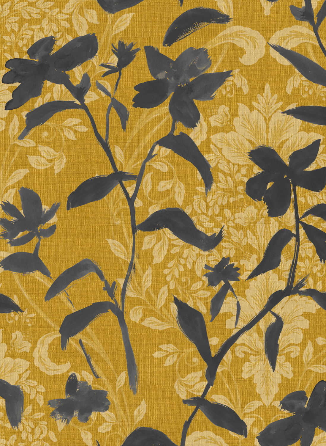 Tapete Blooming Damask - Grey