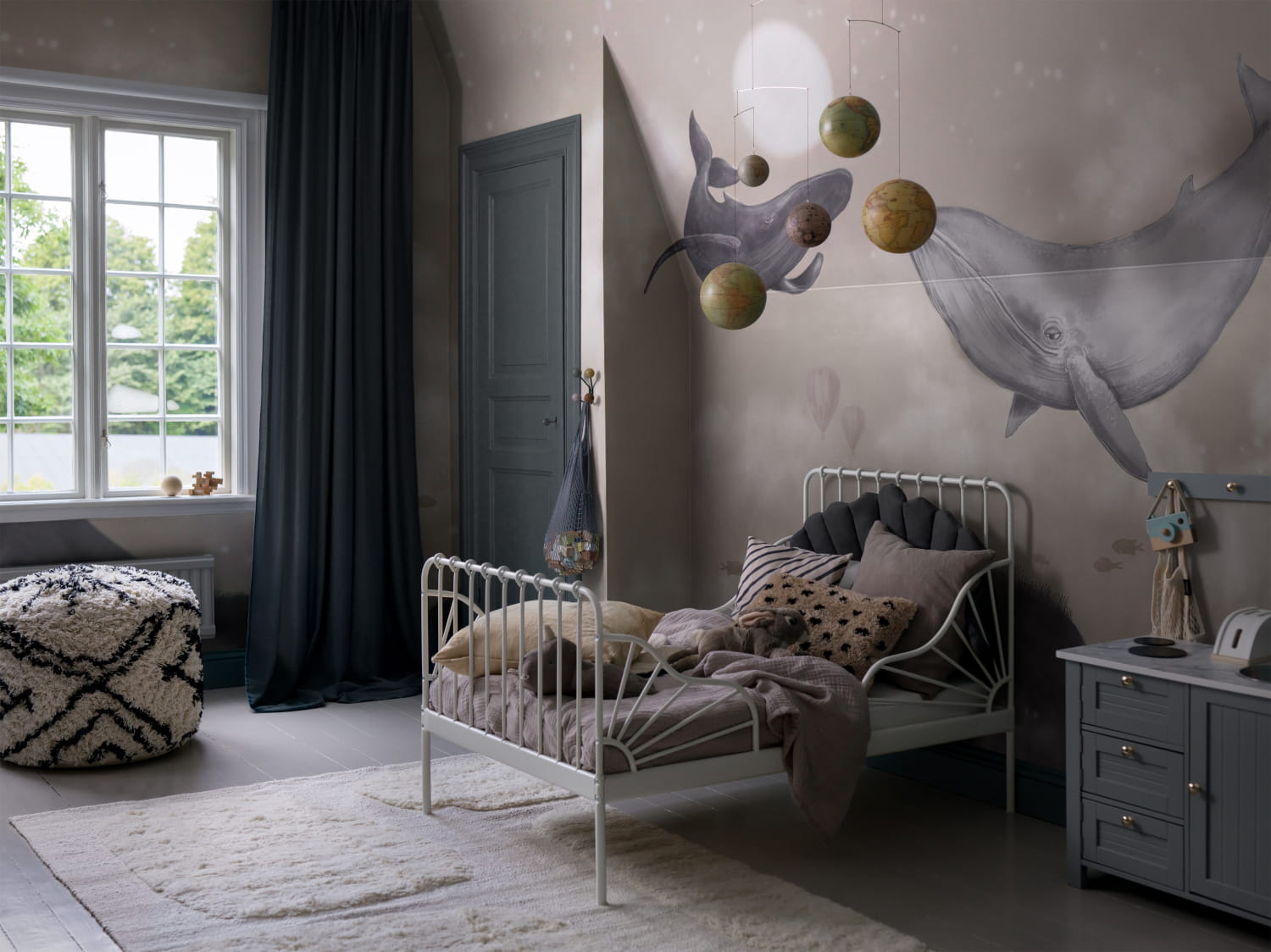 Mural Whales in the Sky - 9456W